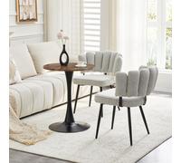 Ensemble de salle à manger rond, Ø 60 cm, avec 2 chaises grises - Ensemble de qualité supérieure comprenant une table de salle à manger en MDF et des chaises de cuisine en lin - Ensemble peu encombran