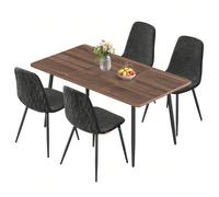 Ensemble de Salle à Manger, Table à Manger avec 4 Chaises, pour 4 à 6 Personnes, Montage Rapide, Pieds Réglables, Nettoyage Facile, Noyer Naturel et Gris Ardoise Ce que vous recevrez : Cet ensemble se