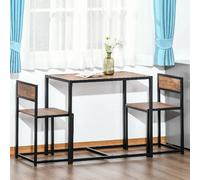 Ensemble de salle à manger, table de cuisine avec 2 chaises, métal et bois naturel pour petites pièces