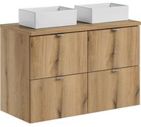 Ensemble De Salle De Bain 100 Cm Chêne Plan De Toilette + Colonne Haute
