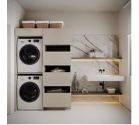 Ensemble de salle de bain 135 cm lave-linge + sèche-linge - HOLV - Gris cachemire
