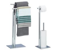 Ensemble de salle de bain 2 pièces PAGNONI, ensemble pour WC, porte-serviettes, porte-papier hygiénique, support pour serviettes, porte-papier hygiénique, modèle sur pied