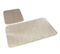 Ensemble de salle de bain 2 pièces : tapis de bain 45 x 75 cm, tapis WC 45 x 35 cm, Beige- 031