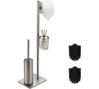 Ensemble de salle de bain 3-en-1 Azomor sur pied avec brosse, porte-papier et compartiment de rangement