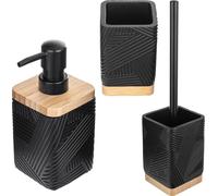 Ensemble de salle de bain - 3 pièces - Distributeur de savon - Gobelet pour brosse à dents - Brosse WC