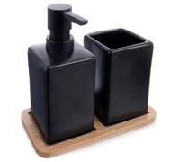 Ensemble de salle de bain 3 pièces - Vilde - Dolomite noir - Distributeur de savon 300 ml - Gobelet pour accessoires