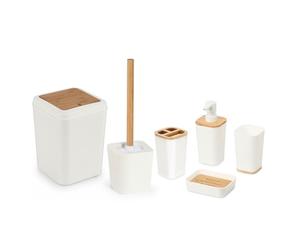 Ensemble de salle de bain 6 pièces en bambou Crème Herzberg HG04463