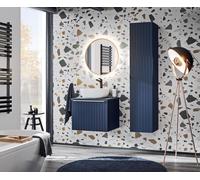 Ensemble De Salle De Bain 60 Cm Avec Lavabo Sur Plan, Miroir Et Colonne