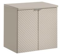 Ensemble de salle de bain AOKI : meuble sous vasque à placards 60cm + plan vasque beige