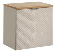 Ensemble de salle de bain AOKI : meuble sous vasque à placards 60cm + plan vasque chêne
