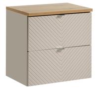 Ensemble de salle de bain AOKI : meuble sous vasque à tiroirs 60cm + plan vasque aspect bois