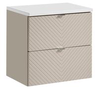 Ensemble de salle de bain AOKI : meuble sous vasque à tiroirs 60cm + plan vasque blanc