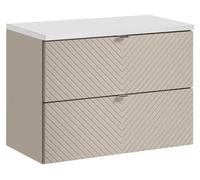 Ensemble de salle de bain AOKI : meuble sous vasque à tiroirs 80cm + plan vasque blanc