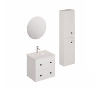 Ensemble de salle de bain avec lavabo comprenant mitigeur de lavabo, bec et siphon Naturel Forli blanc (KSETFORLI9)