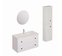 Ensemble de salle de bain avec lavabo comprenant mitigeur de lavabo, bec et siphon Naturel Forli blanc (KSETFORLI3)