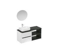 Ensemble de salle de bain avec lavabo comprenant mitigeur de lavabo, bec et siphon Naturel Stilla blanc brillant (KSETSTILLA015)