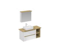 Ensemble de salle de bain avec lavabo comprenant mitigeur de lavabo, bec et siphon Naturel Stilla blanc brillant (KSETSTILLA001)