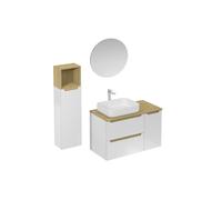 Ensemble de salle de bain avec lavabo comprenant mitigeur de lavabo, bec et siphon Naturel Stilla blanc brillant (KSETSTILLA017)