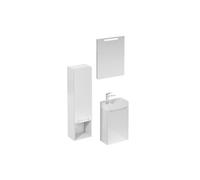Ensemble de salle de bain avec lavabo comprenant mitigeur de lavabo, bec et siphon Naturel Stilla blanc brillant (KSETSTILLA022)