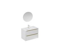 Ensemble de salle de bain avec lavabo comprenant mitigeur de lavabo, bec et siphon Naturel Stilla blanc brillant (KSETSTILLA023)