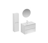 Ensemble de salle de bain avec lavabo comprenant mitigeur de lavabo, bec et siphon Naturel Stilla blanc brillant (KSETSTILLA006)