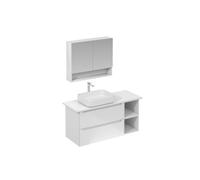 Ensemble de salle de bain avec lavabo comprenant mitigeur de lavabo, bec et siphon Naturel Stilla blanc brillant (KSETSTILLA003)