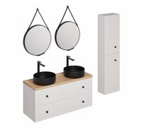 Ensemble de salle de bain avec lavabo comprenant robinet de lavabo, bec et siphon Naturel Forli blanc (KSETFORLI4)