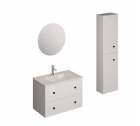 Ensemble de salle de bain avec lavabo comprenant robinet de lavabo, bec et siphon Naturel Forli blanc brillant (KSETFORLI12)