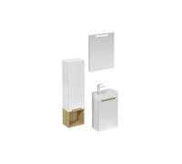 Ensemble de salle de bain avec lavabo comprenant robinet de lavabo, bec et siphon Naturel Stilla blanc brillant (KSETSTILLA020)