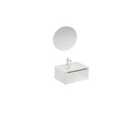 Ensemble de salle de bain avec lavabo comprenant robinet de lavabo, bec et siphon Naturel Stilla blanc brillant (KSETSTILLA026)