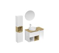 Ensemble de salle de bain avec lavabo comprenant robinet de lavabo, bec et siphon Naturel Stilla blanc brillant (KSETSTILLA013)