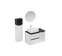 Ensemble de salle de bain avec lavabo comprenant robinet de lavabo, bec et siphon Naturel Stilla blanc brillant (KSETSTILLA018)