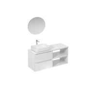 Ensemble de salle de bain avec lavabo comprenant robinet de lavabo, bec et siphon Naturel Stilla blanc brillant (KSETSTILLA016)