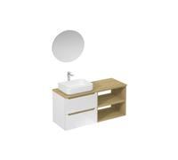 Ensemble de salle de bain avec lavabo comprenant robinet de lavabo, bec et siphon Naturel Stilla blanc brillant (KSETSTILLA014)