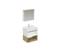 Ensemble de salle de bain avec lavabo comprenant robinet de lavabo, bec et siphon Naturel Stilla blanc brillant (KSETSTILLA010)