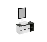 Ensemble de salle de bain avec lavabo comprenant robinet de lavabo, bec et siphon Naturel Stilla blanc brillant (KSETSTILLA002)