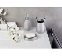 Ensemble de salle de bain brillant, 4 pièces, argent, 13 x 32 x 20 cm