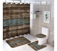Ensemble de salle de bain composé de 4 pièces, avec motif en bois vieilli