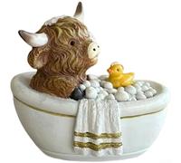 Ensemble de salle de bain décoratif en forme de vache avec éléments de design écossais avec porte-papier toilette et décoration de baignoire (baignoire C)