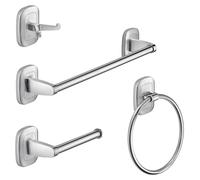 Ensemble de salle de bain en 4 pièces, comprenant un porte-serviettes, un porte-papier toilette, un anneau et un crochet, en chrome