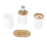 Ensemble de salle de bain en bambou - Boîte à gobelet, gobelet à brosse à dents, boîte à savon pour la maison, l'hôtel, la salle de bain (#2)