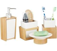 Ensemble de salle de bain en bambou et céramique