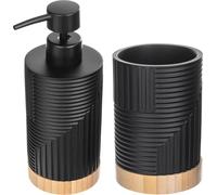 Ensemble de salle de bain/ensemble de toilette - Distributeur de savon et gobelet - Pour savon liquide - Noir
