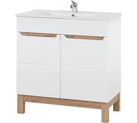 Ensemble de salle de bain ERMANO : meuble sous vasque 80cm + vasque à encastrer rectangulaire + siphon