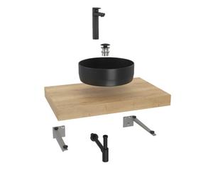 Ensemble de salle de bain Hansgrohe avec Dolce 80x8x50 cm chêne halifax KSETDO10