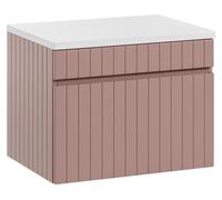 Ensemble de salle de bain ICON : meuble sous vasque 60cm rose poudré + plan pour vasque blanc