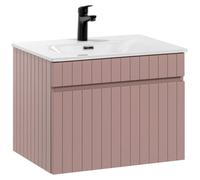Ensemble de salle de bain ICON : meuble sous vasque 60cm rose poudré + vasque à encastrer blanche