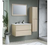 Ensemble de salle de bain - Meuble vasque L80 + miroir + colonne - TIMBER