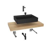 Ensemble de salle de bain SAT avec plaque sous lavabo Dolce 100x8x50 cm chêne halifax KSETDO15