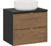 Ensemble de salle de bain SAVIA : meuble sous vasque 60cm + plan vasque + vasque à poser ronde